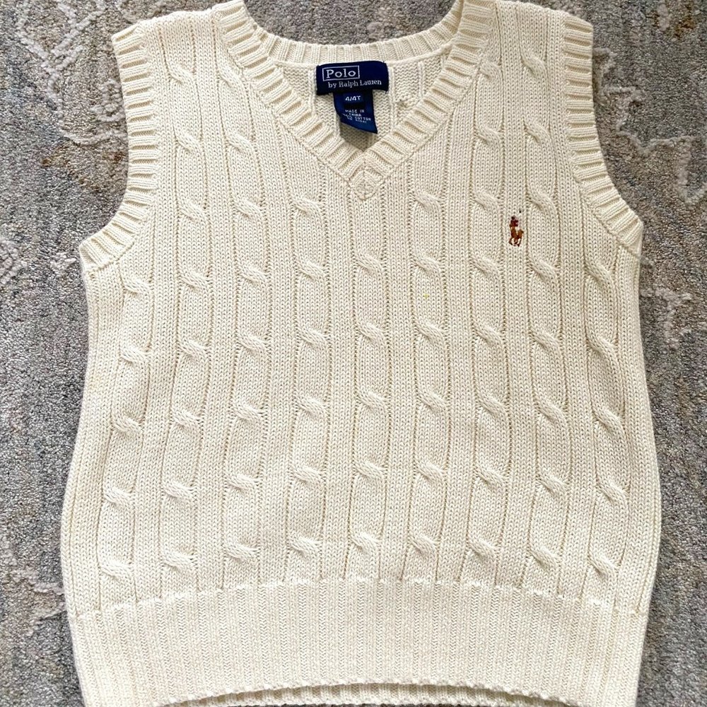 Boys 4T Polo Ralph Lauren Cable-Knit Cotton Sweater Vest